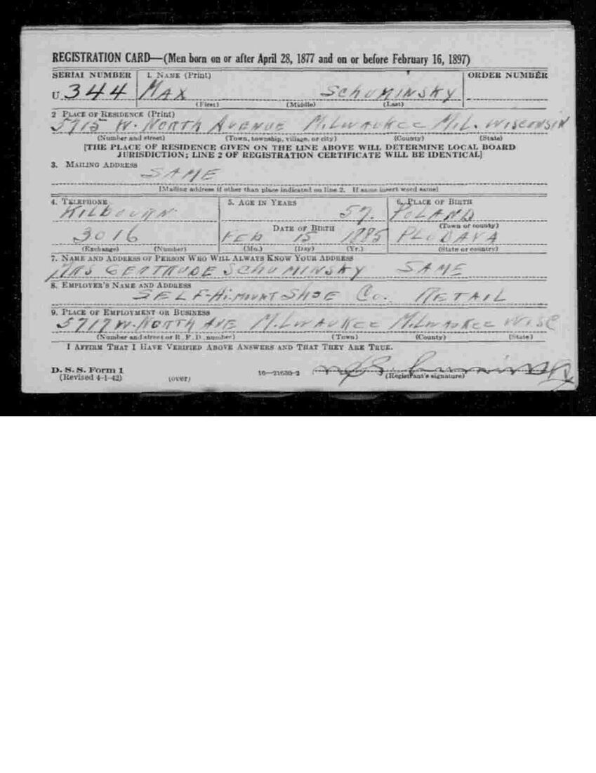 Max 1942 draft card