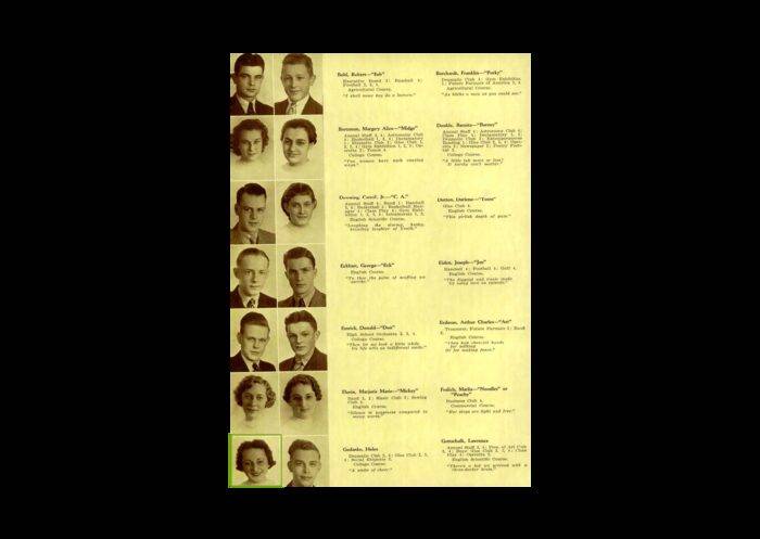 Helen Gedanke 1937 yearbook
